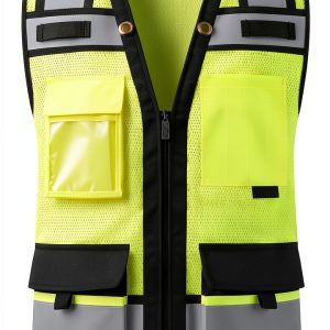 High Visibility Safety Vest Orange/Black Zipper Front Class 2-0