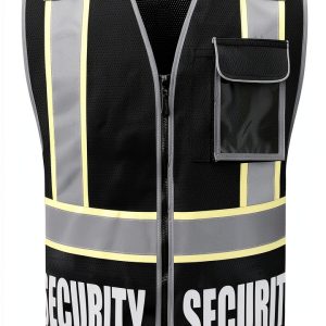 Security Vest HAOTAI Reflective with 5 Pockets Black Large-0