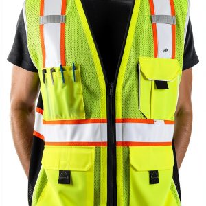 Dib Safety Reflective Vest Yellow Mesh ANSI Class 2 Heavy Duty-0